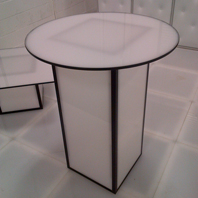 NYC Rental of White Acrylic Cocktail Table